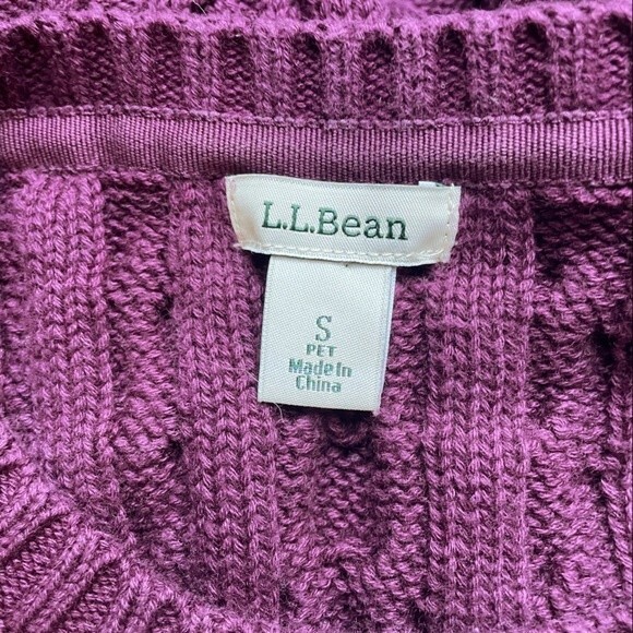 L.L. Bean Cable Knit Sweater Eggplant Fall Preppy Pullover Size SP Small Petite - Picture 4 of 7